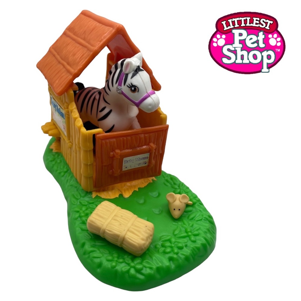 Vintage 1993 Littlest Pet Shop Collection, Zoo Baby Zebra & Mouse - Kenner